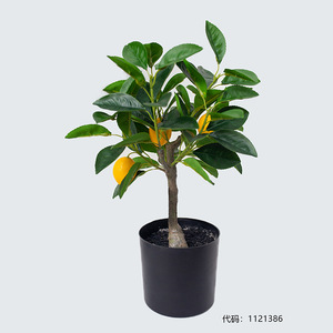 Plante de citron simulée avec d'atterrissage de l'arbre, fleurs en pot, en plastique, décoration du salon, de la salle à manger, faux arbre de fruits vert - Product Image 3