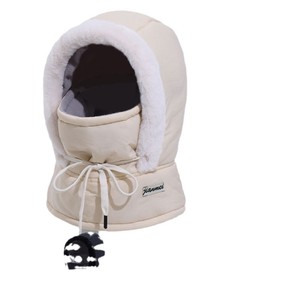 Chapeau d'hiver avec cache-oreilles et cache-cou doublé en polaire pour le ski, le cyclisme en plein air, gris, beige, noir, rose, kaki - Product Image 5
