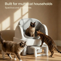 Litière automatique pour chat DRH Exclusive Open Top Self Cleaning avec protection anti-pincement et marchepied facile d'accès pour les chats