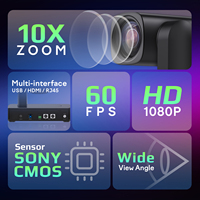 Paquete completo de videoconferencia: Videoconferencia todo en uno con zoom óptico 10X, kit de cámara de seguimiento PTZ con control remoto