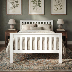 <span class=keywords><strong>Letto</strong></span> <span class=keywords><strong>Singolo</strong></span> Pieghevole in Legno di Pino Massiccio da 3 Piedi con <span class=keywords><strong>Testiera</strong></span> e Piedi Bassi, Design Moderno, Bianco 198Lx98Wx82H - Product Image 1