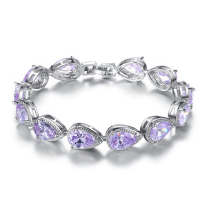 Placcato in lega di rame e platino gioielli di cristallo in argento gioiello strappo con strappo a goccia gioiello elegante da donna bracciale - Product Image 3