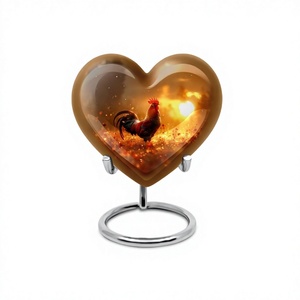 Venta caliente aluminio corazón pollo cremación adulto urna para cenizas humanas decorativa grande urna funeraria con soporte y bolsa gratis - Product Image 1
