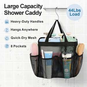 Portable Mesh Shower Caddy Tote Beach Bag with 8 Pockets Travel <b>Storage</b> Wash Bag Swimming <b>Bath</b> Bag Suitable for Gym,Bathroom - Product Image 3