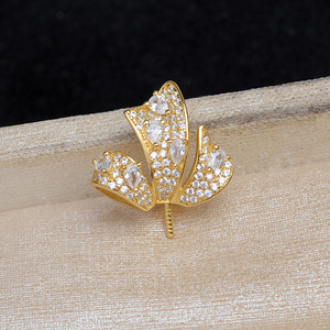 Pendentif à trois feuilles en argent S925, accessoires de bijouterie DIY, produit semi-fini plaqué 25 mm avec base vide, tête de pendentif nœud papillon - Product Image 4