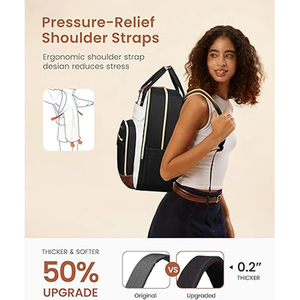 <span class=keywords><strong>Zaino</strong></span> <span class=keywords><strong>per</strong></span> <span class=keywords><strong>Laptop</strong></span> da <span class=keywords><strong>Donna</strong></span>, Antifurto, da Viaggio e Lavoro, con Porta USB, Impermeabile, Chiusura a Cerniera, Beige-Nero-Marrone - Product Image 2