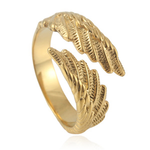 Wing Shape <b>Titanium</b> Steel <b>Ring</b> Men's Punk Style Fashion Jewelry Gold Color 24030 - Product Image 1