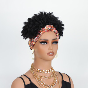<span class=keywords><strong>Perruque</strong></span> Bandeau Courte Afro Frisée Synthétique Imprimé Paisley <span class=keywords><strong>Vintage</strong></span> Résistante à la Chaleur pour Femmes Noires – Vente en Gros - Product Image 2