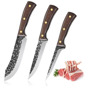 Juego de cuchillos de cocina de 3 piezas de acero de alto carbono forjado a mano, cuchillo para deshuesar, cuchillo de carnicero para cortar carne, con mango de madera - Product Image 6
