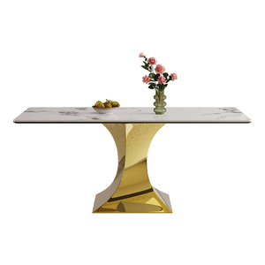 Новая модель 2026 года: Обеденный стол с акриловым основанием, мебель для гостиной, роскошный обеденный гарнитур со столешницей из сланца - Product Image 2