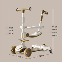 Trottinette pliable et détachable avec siège et barre de sécurité pour enfants de 1 à 8 ans