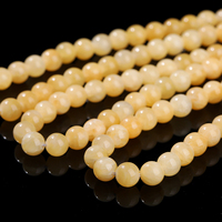 Perles de topaze jaune naturelle crémeuse, pierres rondes lisses, pierres brutes polies, cristal de jade pour bracelet bohème, bijoux DIY, lot