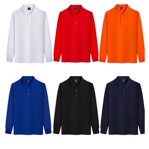 Xianwei Solid Color <b>Polo</b> Shirt Long Sleeve Cotton Breathable Restaurant Bar Uniform Autumn Workwear - Product Image 5