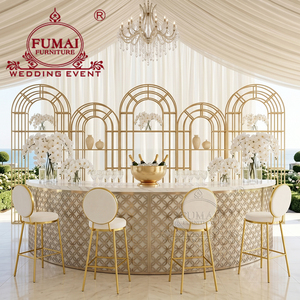 เคาน์เตอร์บาร์ทรงกลมสำหรับร้านกาแฟ ดีไซน์ใหม่ ขายส่งจากโรงงาน พร้อมชั้นวางของสองชั้น - Product Image 6