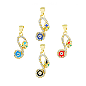 DIY 18K liontin mata Turki keberuntungan berlapis emas asli perlengkapan buatan tangan zirkonia kubik dekoratif Enamel mata jahat Yunani jimat - Product Image 4
