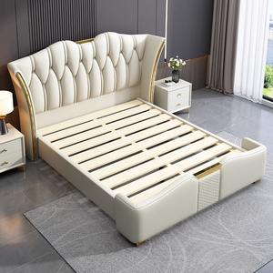 Light Luxury Leather Bed 1.8m Double Bed Modern Simple Upholstered Bed Master Bedroom Upholstered Storage Wedding Bed - Product Image 2