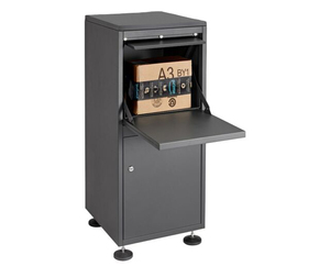 Boîte à colis sécurisée en acier noir sur <span class=keywords><strong>pied</strong></span> avec 4 pieds à levier Boîte aux lettres de rangement Boîte à colis - Product Image 1