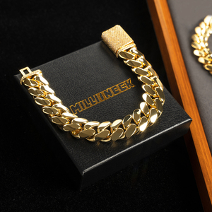 Collier ras du cou en gros, chaîne cubaine en <span class=keywords><strong>or</strong></span> 18 carats personnalisée, chaîne cubaine Miami en <span class=keywords><strong>or</strong></span> 24 carats, collier chaîne cubaine Miami 20 mm - Product Image 6