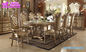 โต๊ะและเก้าอี้ไม้สักแกะสลักสไตล์ใบไม้หรูหราดีไซน์พระราชวังแบบดั้งเดิมปรับขนาดและสีได้ตามต้องการ - Product Image 3