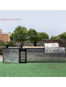 Armoires de cuisine d'extérieur Dorene Next-Gen 2025 avec construction en aluminium, portes modernes, évier et îlot de barbecue intégré - Product Image 1