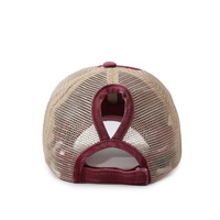 Gorra de béisbol de malla para mujer, para las cuatro estaciones, con orificio para cola de caballo, para exteriores, acabado lavado, color liso, snapback, con logo, de 6 paneles, ajustable, para coche
