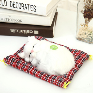Gato realista, simulación de animales, respiración, dormir, Gato de peluche, perro, bonito muñeco de peluche, juguete, regalo de cumpleaños, adornos de coche para el hogar - Product Image 4