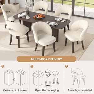 Silla de Comedor Moderna de Lino con Respaldo Recortado, Tapicería Transpirable y Patas de Madera para Cocina, Sala de Estar y Uso en Hoteles - Product Image 2