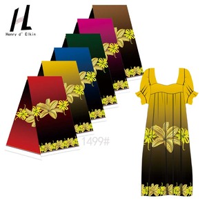 Tessuto con Vivaci Motivi Tropicali di Ibisco e Stampe Geometriche <span class=keywords><strong>Etniche</strong></span> per Abbigliamento da Spiaggia in Stile Polinesiano, Abiti - Product Image 2