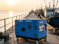 Générateur diesel silencieux 10 kW, type silencieux, 11 kW max, portable, bicylindre en V, avec AVR, réservoir de 25 L, 230 V, 400 V, 50 Hz