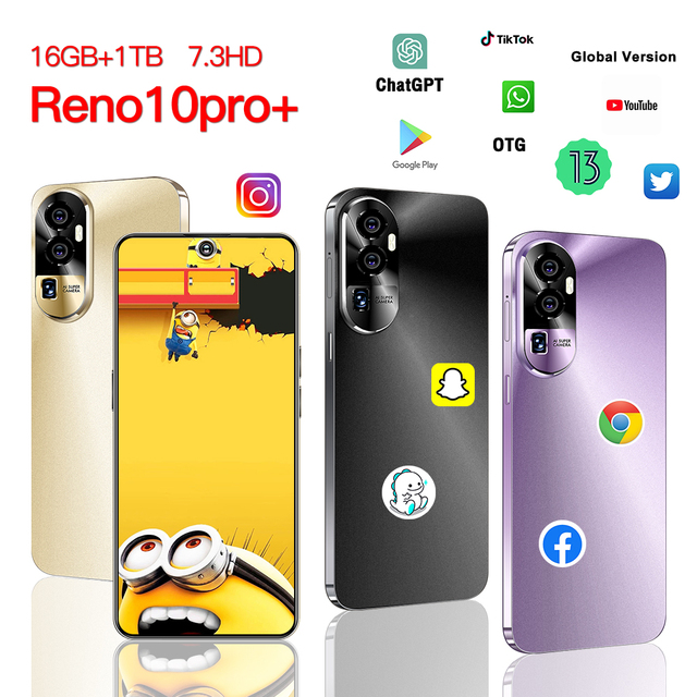 2026 Best Buy Reno10 Pro Business Android Smartphone Real 4G 16GB+1TB ROM Face Recognition