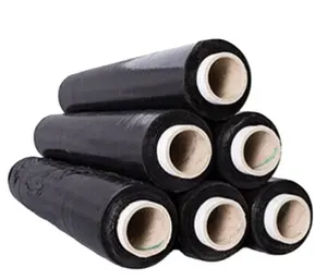 Black Stretch Film Customized PE Packing Jumbo Stretch Film Roll 50cm Width X 300m Length High Protective Plastic Tape Black Wrapping Packaging
