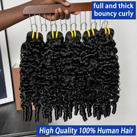 Capelli Umani Ricci Brasiliani a Spirale 100% Vergini, Voluminosi per Extension Ricci, Nero Naturale, Doppia Trama a Macchina, 100g-110g, Permanenti