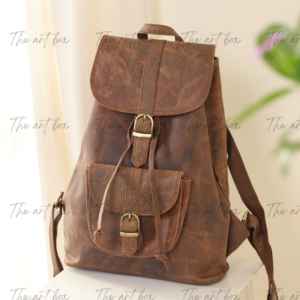 Sac à dos en cuir véritable 100% au design vintage - Grande capacité, sacs d'affaires pour ordinateur portable avec fermeture à glissière, vente en gros - Product Image 1