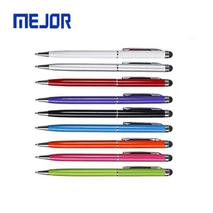 स्मार्ट फोन के उपयोग के लिए रंगीन धातु पेन 2 इन 1 टच स्क्रीन बॉल-पेन उपहार काला टैबलेट स्टाइलस पेन