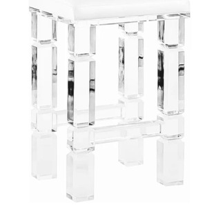 <strong>White</strong> Leather Seat Acrylic Furniture <strong>Vanity</strong> <strong>Stool</strong> - Product Image 5