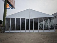 Tente de réception en verre transparent avec structure en alliage d'aluminium, auvent résistant aux intempéries, ignifuge, toutes saisons, pour centre commercial, pop-up extérieur