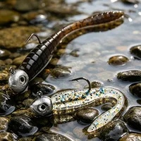 Leurre souple Micro Light Game 48mm 0.5g, appât flottant en TPR en forme de ver, 20 pièces, pour la pêche à l'Ajing, la pêche sur roche et la pêche sur glace, pour petits prédateurs.