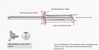 Rivets aveugles étanches en aluminium 5056 6061, norme IFI, à mandrin ouvert, tête dôme, finition brillante, pour mobilier, classe 4 M4.8
