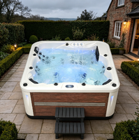 Jacuzzi Cuadrado DEWO para 5 Personas, Spa Exterior con Control Balboa y Luz de Color para una Hidroterapia Confortable