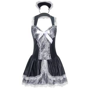 Costume de Jeu de Rôle Sexy pour Femme - Robe Halter Noire en Dentelle avec Nœud pour Halloween - Product Image 6