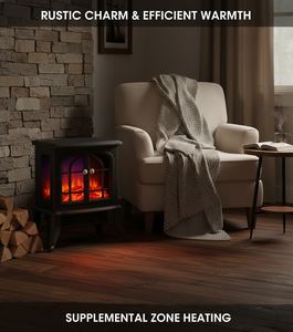 Calentador Eléctrico Portátil de 2000W con Protección Contra Sobrecalentamiento, Chimenea Eléctrica Infrarroja 3D con Diseño de Leña y Fuego para Hogar y Baño - Product Image 4