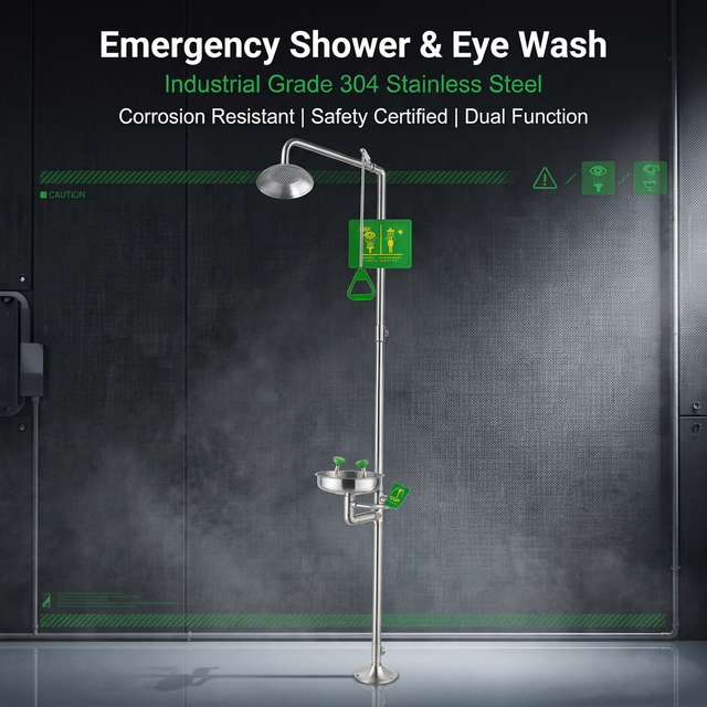 304 Stainless Steel Combination Emergency Safety Shower and Eye Wash Station
