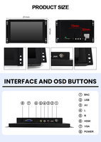 Moniteur LCD TFT IPS industriel de 9 pouces, boîtier métallique, entrée HDMI VGA AV BNC USB, montage VESA, haut-parleur intégré, tactile en option