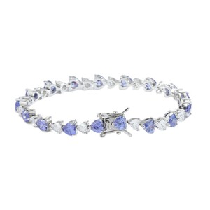 Colored Heart-shaped Tennis <b>Bracelet</b> Couple Stacked Copper Inlaid Zircon Love Tennis <b>Bracelet</b> Tanjing Fashion Lijing Necklace - Product Image 4