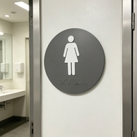Plaque murale en acier inoxydable brossé pour toilettes unisexes avec signalisation Braille, panneau d'accès aux toilettes personnalisé pour tous les genres, IP65