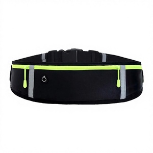 Sac banane de course en nylon noir avec bandes réfléchissantes et fermeture éclair vert fluo pour les sports de plein air - Product Image 4