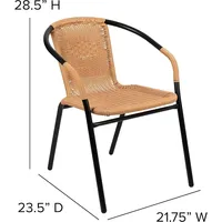 4 packs de chaises de restaurant en rotin beige pour intérieur et extérieur avec dossier incurvé