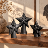 Sculpture d'étoile en céramique noire, objet décoratif géométrique pour la décoration moderne de la maison et la présentation sur table
