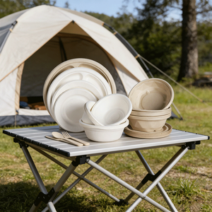 Ensemble de vaisselle jetable écologique et biodégradable, bol et <span class=keywords><strong>assiette</strong></span> <span class=keywords><strong>en</strong></span> papier compostables pour les fêtes et les plats à emporter - Product Image 5