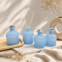 Bouteille diffuseur de parfum en verre bleu 120ml 250ml, récipient diffuseur à bâtonnets, huile essentielle, décoration d'intérieur, vente en gros